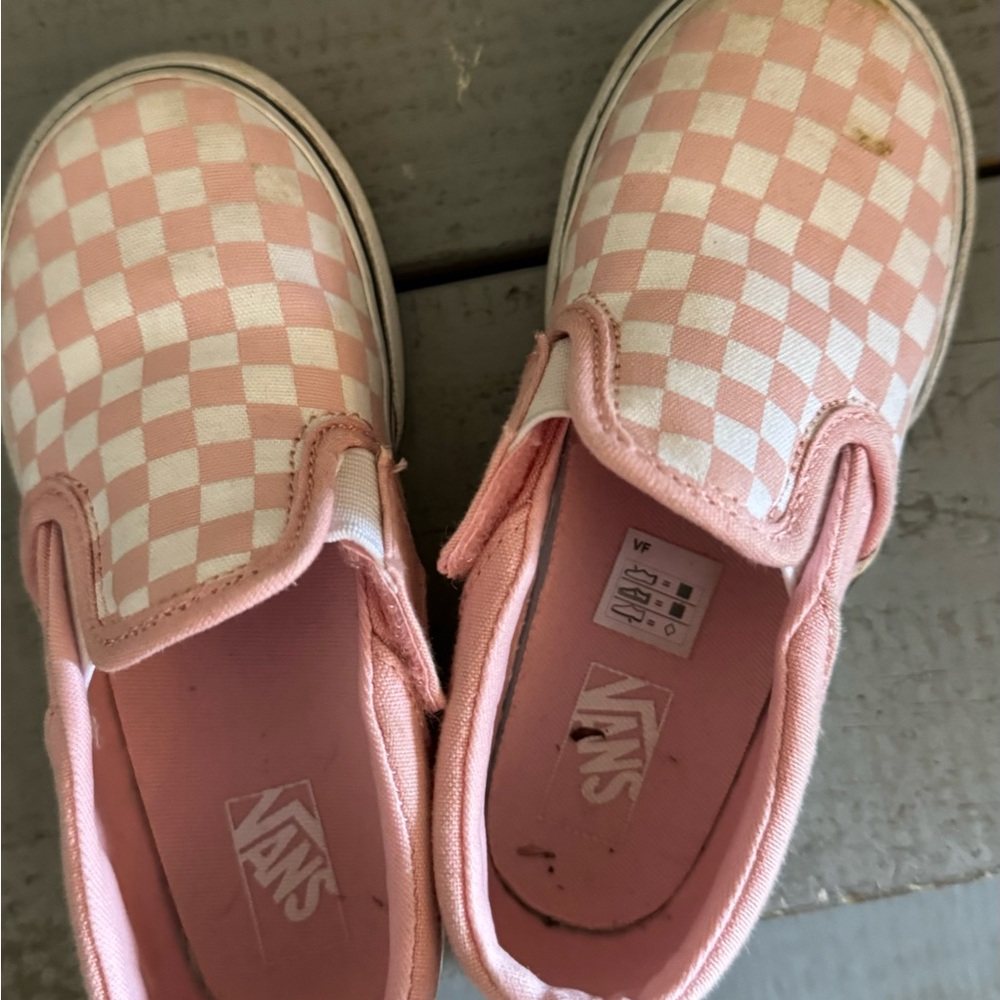 Vans Kids Pink Checkered Slip-On Shoes